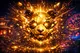 A golden panda figure levitating mid-air surrounded by glowing particles and bamboo, neon-lit luxury casino brand card for Go